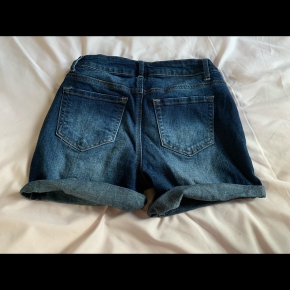 Cuffed distressed denim shorts - Picture 2 of 2